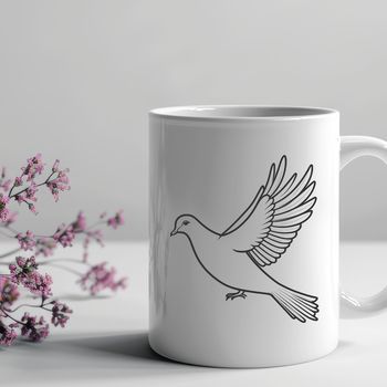 A white dove in flight, rendered as a vector graphic.