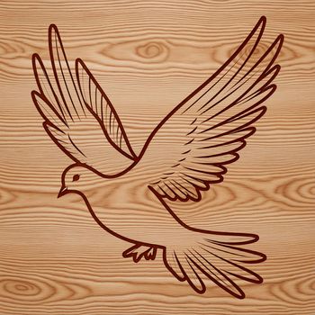 A stylized illustration of a dove in flight, suitable for vector art and graphic design projects.