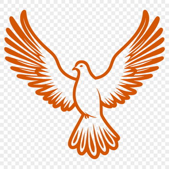 Illustrated white dove with outstretched wings, symbolizing peace in various religious contexts.