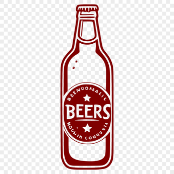 A digital illustration of a bottle of beer with a simple design.