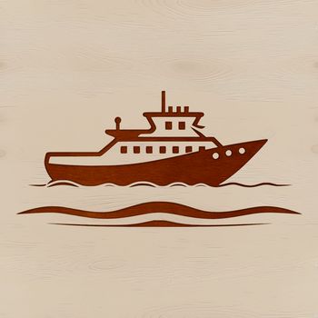 A stylized graphic representation of a vessel on water.