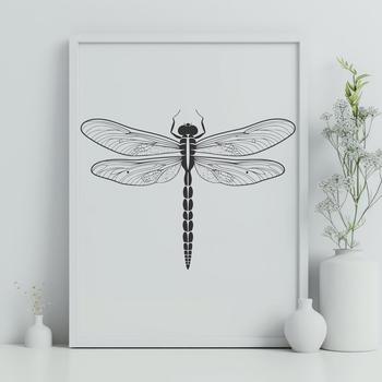 An illustration of a dragonfly with its wings spread wide, created as a vector graphic.