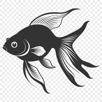 A small, colorful goldfish swimming in water, suitable for digital crafting and design.