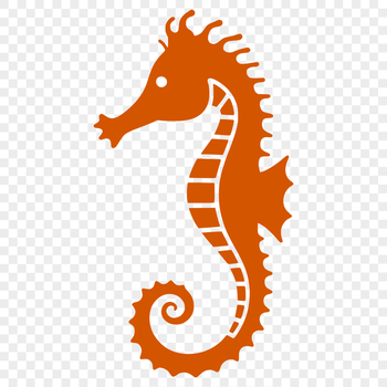 A sea creature with a horse-like head and tail, swimming in the ocean.