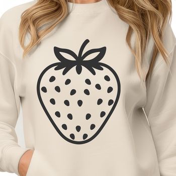 An SVG vector graphic of a single strawberry fruit on a white background.