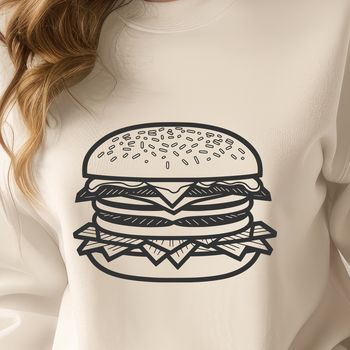 A high-quality vector illustration of a classic hamburger with melted cheese on top.