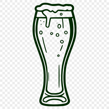 A stylized illustration of a glass containing a frothy beer, suitable for vector graphics and cutting machine designs.