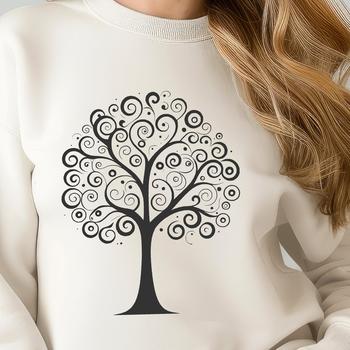 A digital illustration of a tree with intricate details, suitable for vector-based design.
