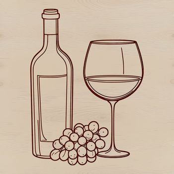 A glass containing red wine with a bottle in the background.