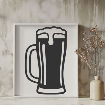 A graphic representation of a beer in a glass, designed as a vector image.