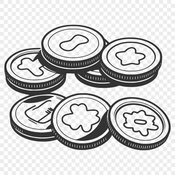 Illustrative coins in a vector format, suitable for graphic design and cutting projects.