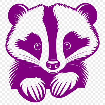 A close-up illustration of a badger's face, with detailed features and textures, suitable for vector art design.