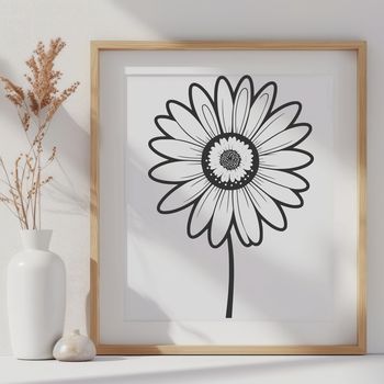 A stylized digital illustration of a daisy flower in simple outline form, suitable for vector graphic design.