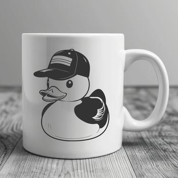 A simple illustration of a duck wearing a hat, designed as a vector graphic.