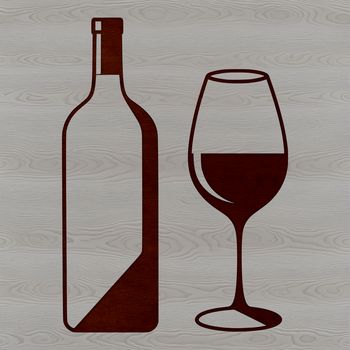 A glass containing red wine on a wooden table, suitable for vector art designs and cutting machine projects.