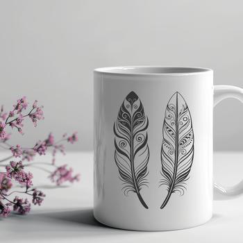 A single white feather illustration in a vector format.