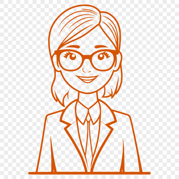 A simple illustration of a woman in a teaching profession, suitable for educational purposes.