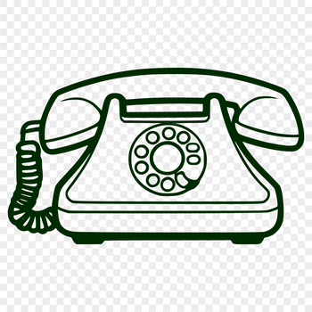 A simple design of a telephone on a transparent background, suitable for vector art projects.