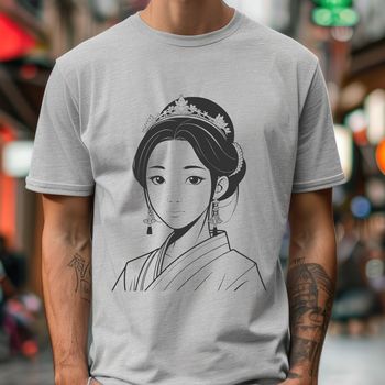 A digital illustration of a young female princess with royal attire and accessories.