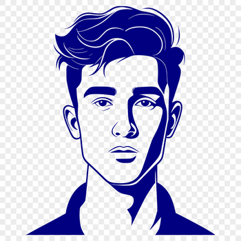 A detailed illustration of a male figure in various formats, suitable for cutting machines like Cricut or laser cutters.
