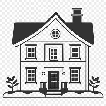 Vector design illustration of a residential house with multiple rooms and a roof.