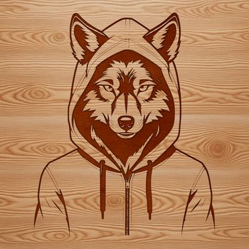 A detailed illustration of a wolf in a natural habitat.