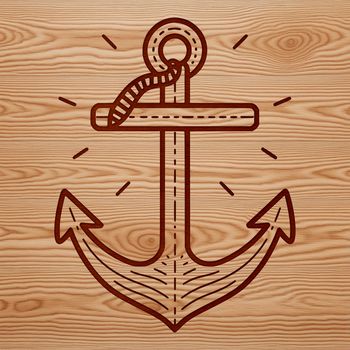 A simple line drawing of an anchor with rope and a nautical theme.