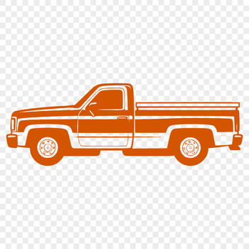 A detailed illustration of a pickup truck with its exterior features prominently displayed.