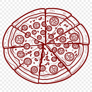 An open-source vector design of a classic margherita-style pizza.