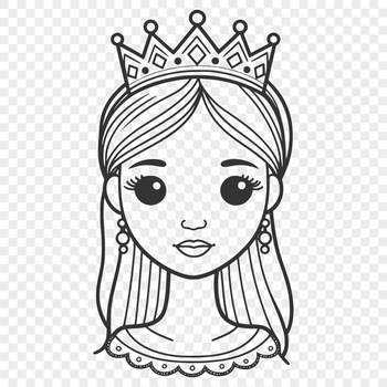 A princess silhouette with a crown and flowing gown.