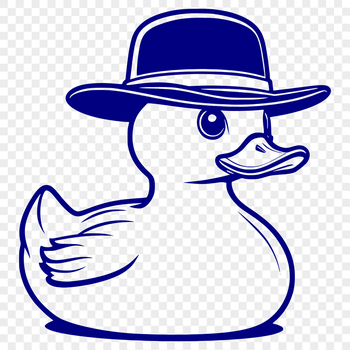 A vector graphic representation of a duck figure with various design elements.