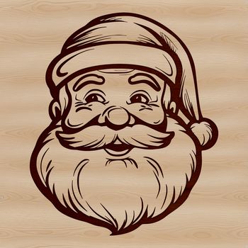 A digital illustration of a jolly Santa Claus with a white beard and red suit, suitable for Christmas designs and vector art.