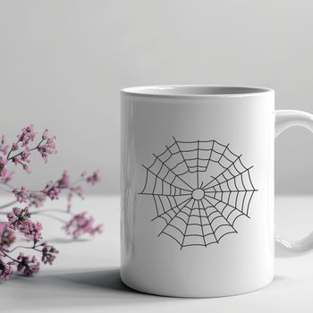 A detailed, high-resolution vector illustration of a spider web in a clean and minimalist design.