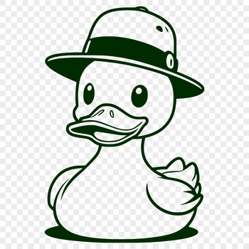 A simple line art illustration of a duck's silhouette.