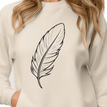 A stylized illustration of a feather, suitable for vector art designs.