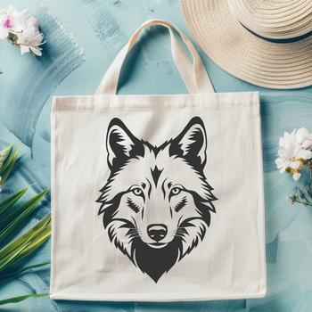 A high-quality digital representation of a wolf's face, suitable for commercial or personal use.