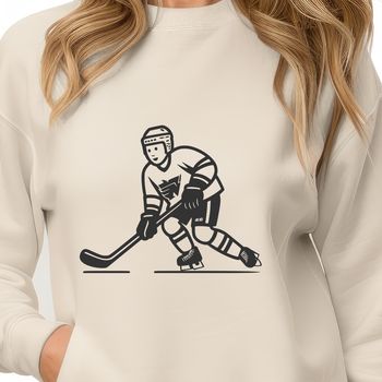 A detailed illustration of a hockey player in motion.