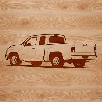 A illustration of a classic pickup truck for use in digital design projects.