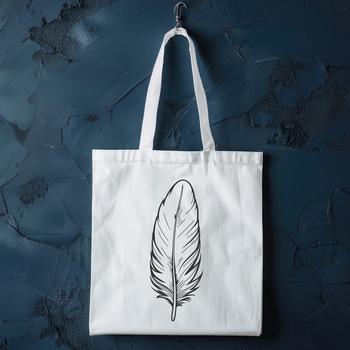 An isolated graphic representation of a single feather with clean lines and precise edges.