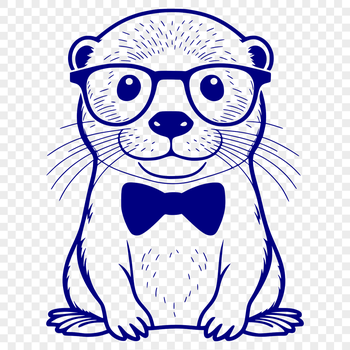 A cute cartoon otter wearing a pair of glasses.