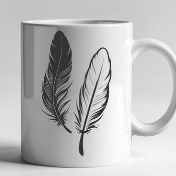 A single white bird's feather with smooth edges, designed as a vector graphic.