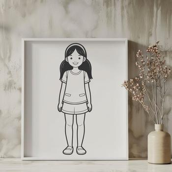A young girl character designed with scalable vector graphics.
