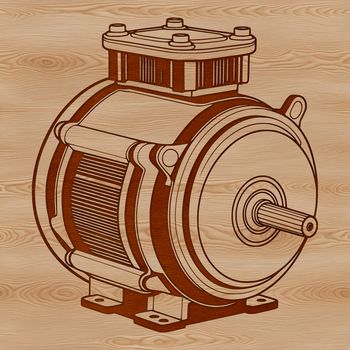 A detailed illustration of a motor, suitable for vector design projects.