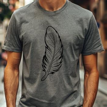 A single, intricately designed feather with detailed patterns and textures.