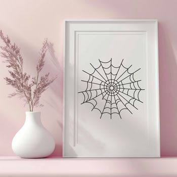 A delicate, intricately designed spider web created as a vector graphic.