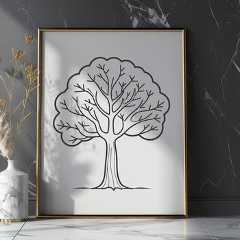 A simple outline of a tree for vector design projects.