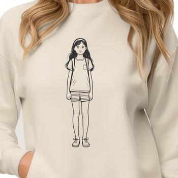 A young girl illustration created as an SVG file suitable for digital and commercial use.