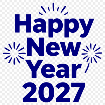 A digital illustration of the new year with bold typography and minimalist design elements.