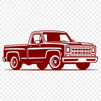 A stylized illustration of a pickup truck, designed as a vector graphic.