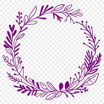 An SVG illustration of a decorative floral arrangement in the shape of a circular wreath.